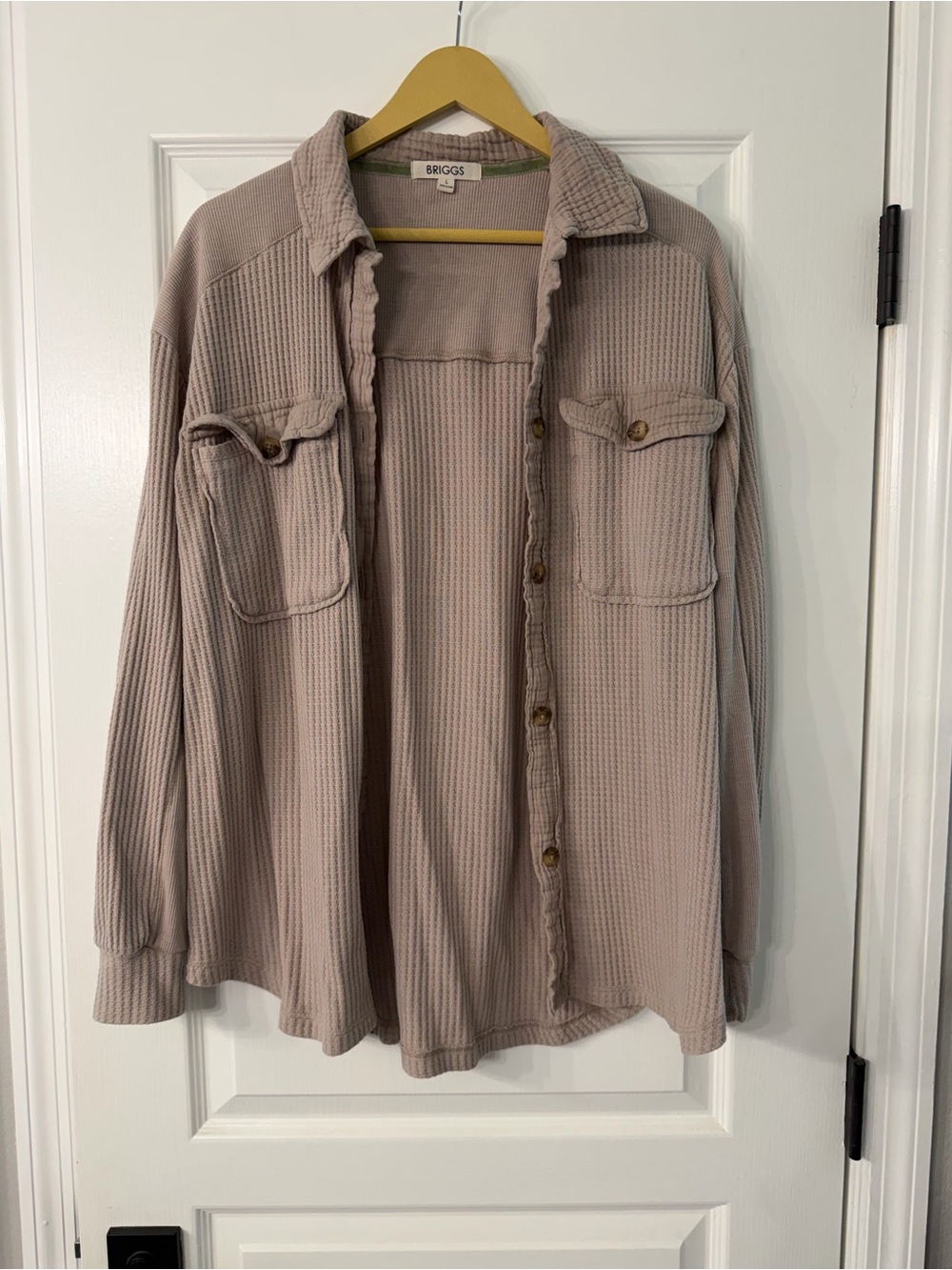 Briggs New York Men's Waffle Knit Button-Down Shirt in Mauve-Taupe